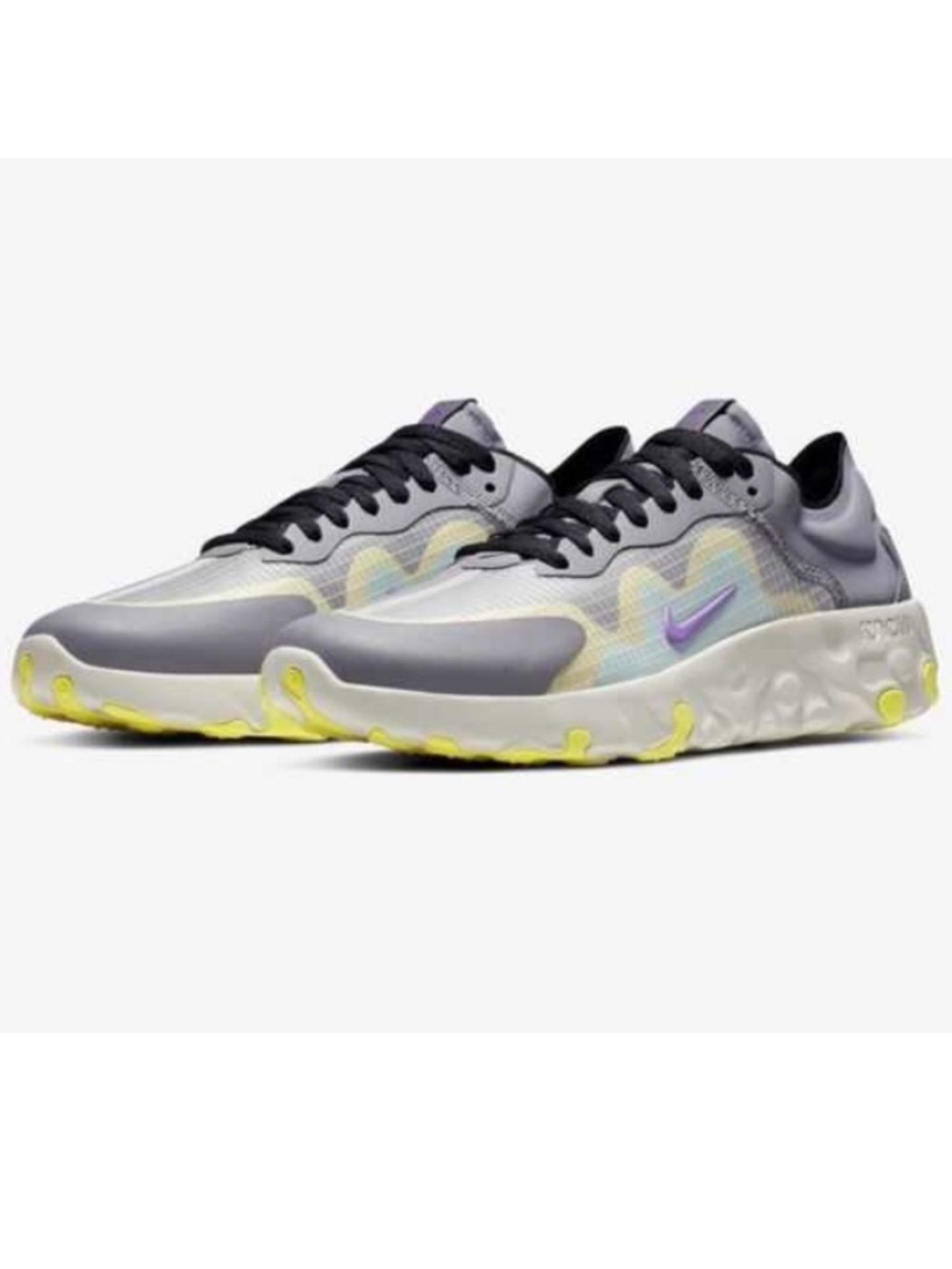 Nike Renew Lucent in Gunsmoke/Bright Violet.